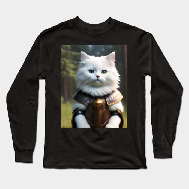 Cat in Armor - Modern Digital Art Long Sleeve T-Shirt by Ai-michiart